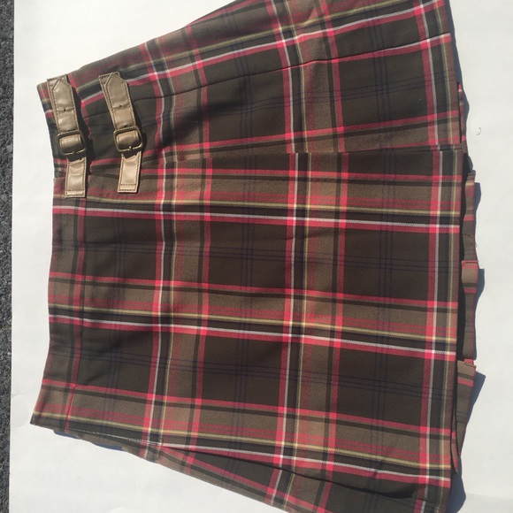 TOMMY HILFIGER Olive Green Taupe Pink Plaid School Girl Kilt Skirt Size 6 CDW - Picture 6 of 8